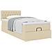 Struttura Letto Pouf con Materasso Crema 90x190 cm in Tessuto - Foto miniatura 5