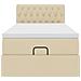 Struttura Letto Pouf con Materasso Crema 90x190 cm in Tessuto - Foto miniatura 7