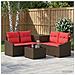 Set di divani 6 pz Marrone e Rosso Rattan sintetico e Acciaio - Foto miniatura 6