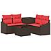 Set di divani 6 pz Marrone e Rosso Rattan sintetico e Acciaio - Foto miniatura 1
