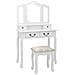 Tavolo Da Trucco E Sgabello Bianco 80x69x141 Cm Legno Paulownia - Foto miniatura 1