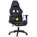Sedia da Gaming Massaggiante Poggiapiedi Nero e Blu Similpelle - Foto miniatura 3
