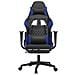 Sedia da Gaming Massaggiante Poggiapiedi Nero e Blu Similpelle - Foto miniatura 6