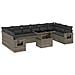 Set Divani Da Giardino 11 Pz Con Cuscini In Polyrattan Grigio - Foto miniatura 2