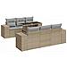 Set Divani Da Giardino 7 Pz Con Cuscini Beige In Polyrattan - Foto miniatura 2