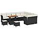 Set di Divani da Giardino  12 Pezzi con Cuscini Nero Polyrattan Acacia, Set di Pranzo da Giardino  3 Pezzi con Cuscini Nero Polyrattan Acacia - Foto miniatura 1