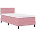 Letto Box Spring  con Materasso e LED Rosa 100x200 cm in Velluto - Foto miniatura 3