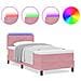 Letto Box Spring  con Materasso e LED Rosa 100x200 cm in Velluto - Foto miniatura 4