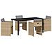 Set da Pranzo per Giardino con cuscino 5 pcs Beige Poly Rattan - Foto miniatura 1