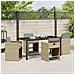 Set da Pranzo per Giardino con cuscino 5 pcs Beige Poly Rattan - Foto miniatura 4