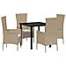 Set da Pranzo per Giardino con cuscino 5 pcs Beige polyrattan - Foto miniatura 1