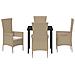 Set da Pranzo per Giardino con cuscino 5 pcs Beige polyrattan - Foto miniatura 7