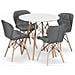 Set da tavolo rotondo bianco KOVA 80 con 4 sedie WAKO grigie - Foto miniatura 1