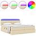 Letto con luci a strisce a LED Crema 180 x 200 cm Tessuto - Foto miniatura 4