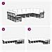 Set di divani da esterno 10 pcs Nero e Grigio scuro Poliestere - Foto miniatura 6