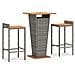 Set Bar Giardino 3pz Grigio Polyrattan e Legno Massello Acacia - Foto miniatura 1