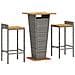 Set Bar Giardino 3pz Grigio Polyrattan e Legno Massello Acacia - Foto miniatura 3