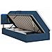 Letto con contenitore LED e materasso Blu 100 x 200 cm Tessuto - Foto miniatura 1