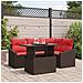 Set Divano da Giardino 5 pz Marrone e Rosso polyrattan - Foto miniatura 2