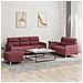 Set Di Divani 3 Pz Con Cuscini Rosso Vino In Tessuto - Foto miniatura 1