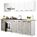 Set Armadi da Cucina OLIWIA, 7 Pezzi, 240x46x203 cm, Colore Bianco e Grigio Cemento - Foto miniatura 1