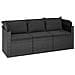 Divano Giardino 3 Posti Con Tetto E Poggiapiedi Nero Polyrattan - Foto miniatura 6