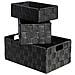Set 3 Pezzi Contenitore Rattan Great Con Maniglie Decorativo Cestino Portaoggetti Great Nero - Foto miniatura 1