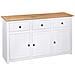 Lusso Casadino -  Credenza Bianca 135x40x80 Cm In Legno Massello Di Pino Panama - Foto miniatura 5