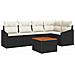 Set di Divani da Giardino 6 Pezzi con Cuscini Nero Polirattan Acacia - Foto miniatura 1