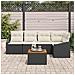 Set di Divani da Giardino 6 Pezzi con Cuscini Nero Polirattan Acacia - Foto miniatura 3