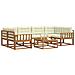 Set di divani da esterno con cuscino 7 pcs Naturale e Crema - Foto miniatura 3