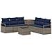 Set di divani 8 pz Grigio e Blu Navy Rattan sintetico e Acciaio - Foto miniatura 1
