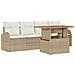 Set pranzo giardino 5 pezzi con cuscini beige in polyrattan - Foto miniatura 1