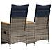 Divano da giardino reclinabile a 2 posti con tavolo grigio in polyrattan - Foto miniatura 6