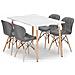 Set da tavolo rettangolare bianco VALORA YURO con 4 sedie WAKO grigie - Foto miniatura 1
