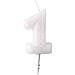 9904376 - Candela Con Numero 1 Glitter, Colore: Bianco / rosa - Foto miniatura 1