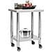 Tavolo Da Lavoro Cucina Con Ruote 60x30x85 Cm In Acciaio Inox - Foto miniatura 2