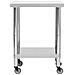 Tavolo Da Lavoro Cucina Con Ruote 60x30x85 Cm In Acciaio Inox - Foto miniatura 3