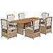Set da Pranzo da Giardino 7 pz con Cuscini Beige in Polyrattan - Foto miniatura 1