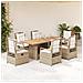Set da Pranzo da Giardino 7 pz con Cuscini Beige in Polyrattan - Foto miniatura 2