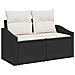 Set di divani da giardino da 10 pezzi con cuscini neri in polyrattan e acacia,  Divano da giardino a 2 posti con cuscini neri in polyrattan,  Set da pranzo giardino da 3 pezzi con cuscini neri in polyrattan e acacia - Foto miniatura 5