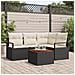 Set divano da giardino 5 pezzi con cuscini in polyrattan nero e acacia - Foto miniatura 2