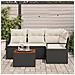 Set divano da giardino 5 pezzi con cuscini in polyrattan nero e acacia - Foto miniatura 3