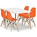 Set tavolo rettangolare VALORA YURO con 4 sedie OSAKA - Bianco e arancione - Foto miniatura 1