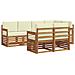 Set divani 7 pcs Naturale e Crema Legno di Acacia Massello - Foto miniatura 1