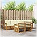 Set divani 7 pcs Naturale e Crema Legno di Acacia Massello - Foto miniatura 2