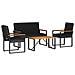Set Mobili da Esterno con cuscino 4 pcs Nero polyrattan - Foto miniatura 1
