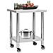 Tavolo Da Lavoro Cucina Con Ruote 80x45x85 Cm In Acciaio Inox - Foto miniatura 2