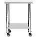 Tavolo Da Lavoro Cucina Con Ruote 80x45x85 Cm In Acciaio Inox - Foto miniatura 3
