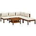 Set Divani da Giardino 6 pz con Cuscini Crema in Legno Acacia - Foto miniatura 1